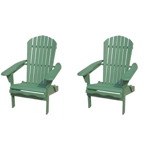 W Unlimited W Unlimited SW1912GSSET2 Oceanic Folding Adirondack Chair Sea; Green - Set of 2 SW1912GSSET2